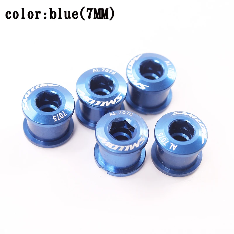 5pcs blue(7MM) 5 шт., винты для велосипедной цепи MTB, велосипедный велосипед M8, болты из сплава, одинарные/двойные зубные пластины, шурупы для ногтей, супер светильник, шатун, винт - Цвет: 5pcs blue(7MM)