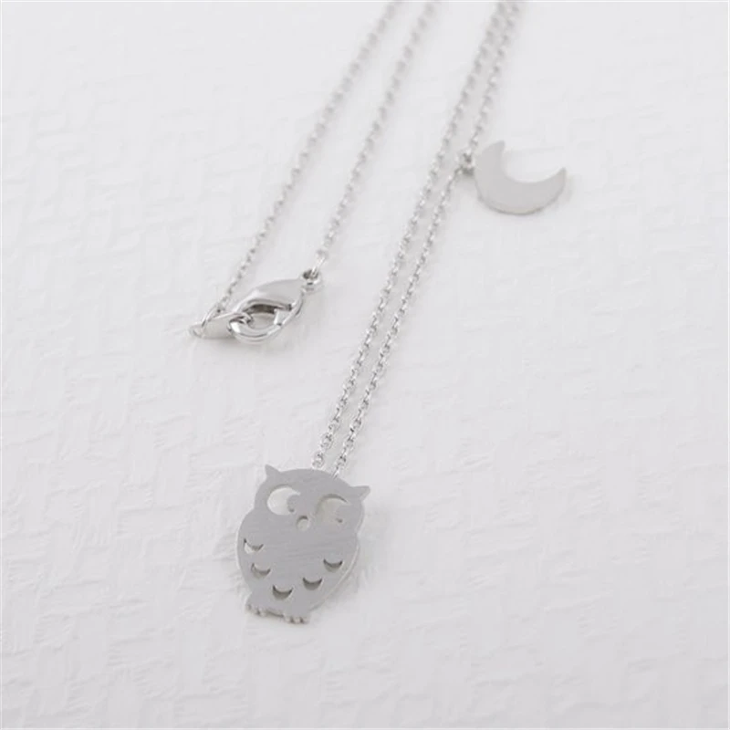 Модные совой и сочетание Луна шаблон колье ожерелья для женщин дизайн цепочка до