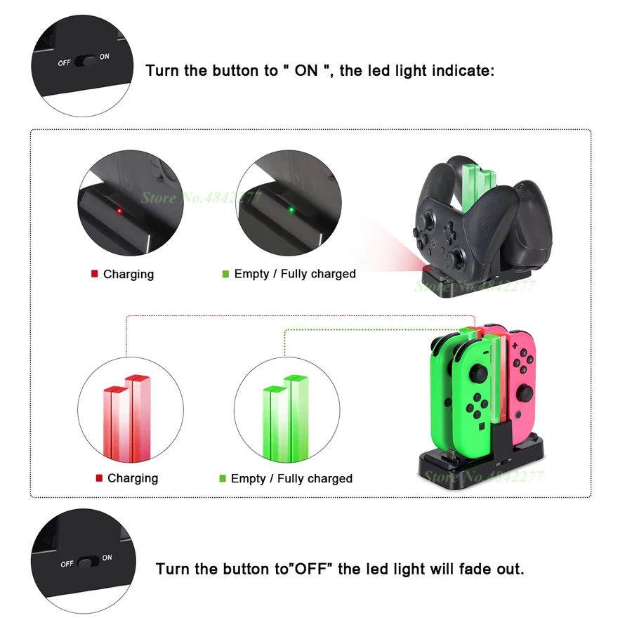 Зарядное устройство 4 Joy-con + 2 Pro док-станция для зарядки контроллера станция