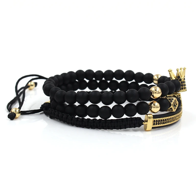 3 шт./компл. набор браслетов с подвесками в виде короны и луны из фианита стиле