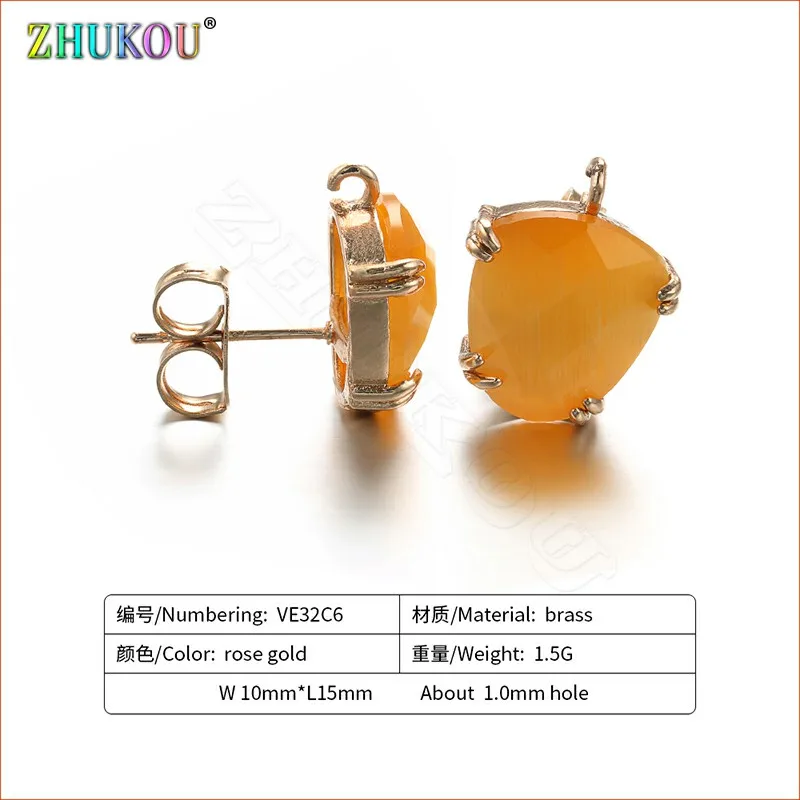 ZHUKOU 10x15 мм простые квадратные серьги-гвоздики с натуральным жемчугом, серьги для пирсинга, модные серьги, ювелирная Модель: VE32A