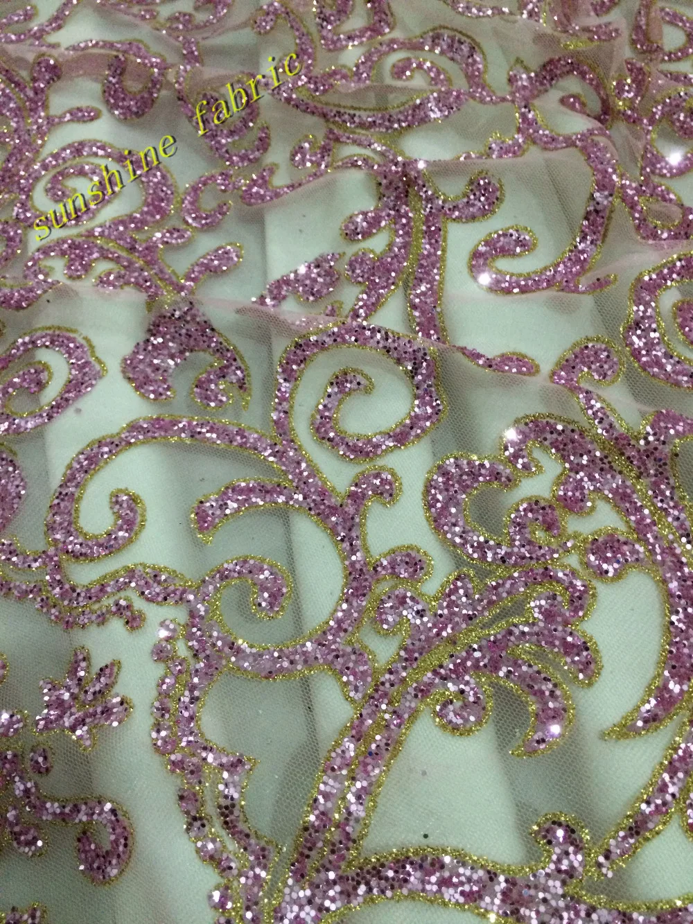 

5yards/lot India tulle fabric hand print glitter sparkle mesh french lace fabric for wedding/ evening dress/ night club dress