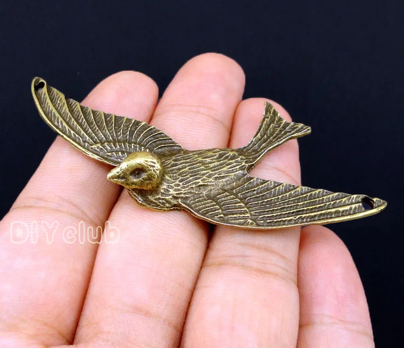 

10pcs-Antique Bronze Tone Bird Connector Charms 73x31mm