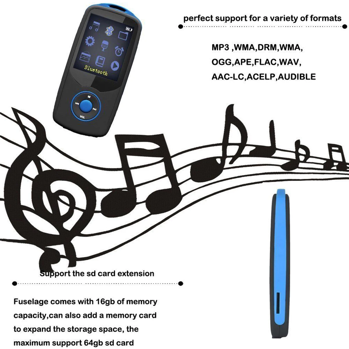 Mp3 плеер ruidu X06, Bluetooth, 8 ГБ, TFT, 1,8 дюйма, ЖК-экран, без потерь, диктофон, FM, Hifi, мини, спортивный MP3 музыкальный плеер