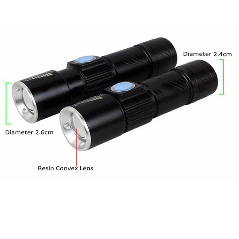 AIMIHUO Mini Flashlight USB Rechargeable Cree Q5 LED Aluminum Alloy Telescopic Zoom Torch Lamp Built-in Battery | Освещение