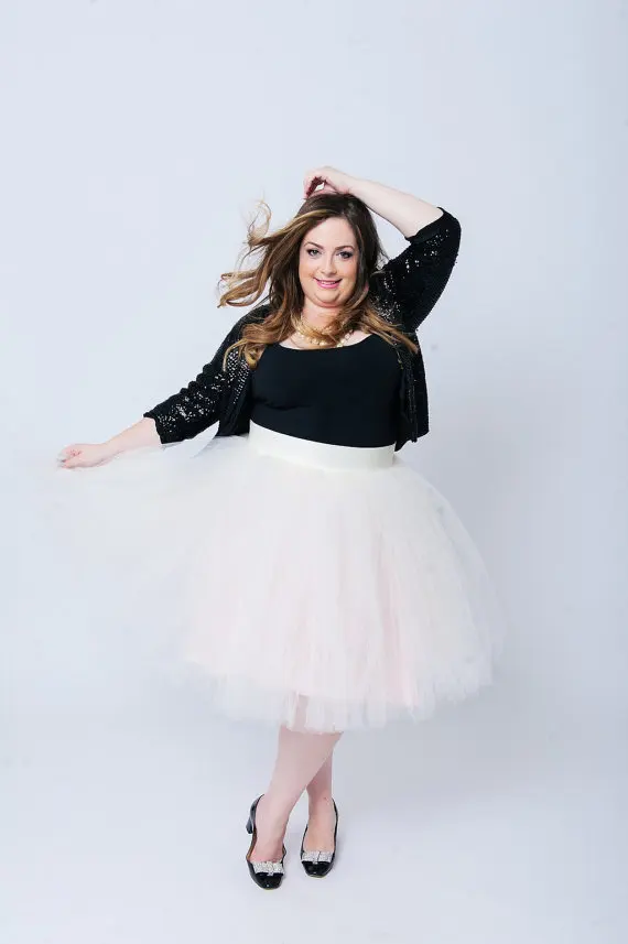 Юбка-пачка из тюля кремового цвета и слоновой кости женская большого размера