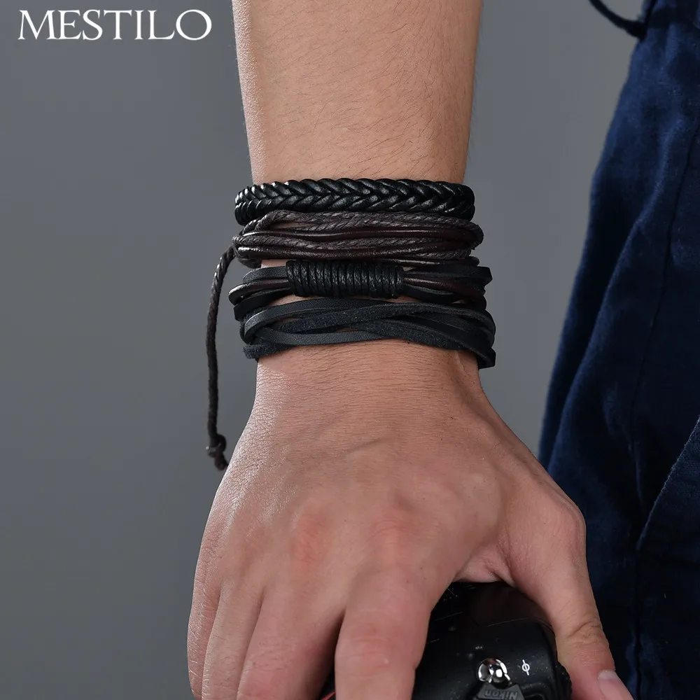 MESTILO 4 шт./компл. винтажные мужские Многослойные браслеты ручной работы в стиле