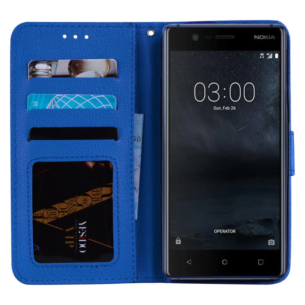 Классический флип чехол для Nokia 5 телефона роскошный кожаный бумажник с держатель