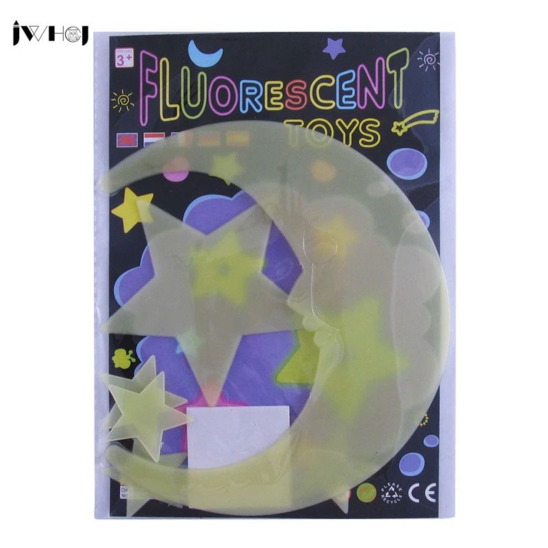 Настенные Стикеры с изображением большой Луны и звезд цвет светится в темноте