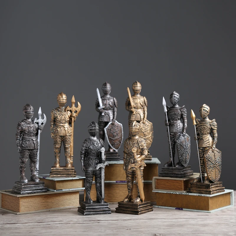 

European Retro Creative Armor Warrior Decoration Cabinet Children's Room Living Room Clothing Store Decorations Display Gifts