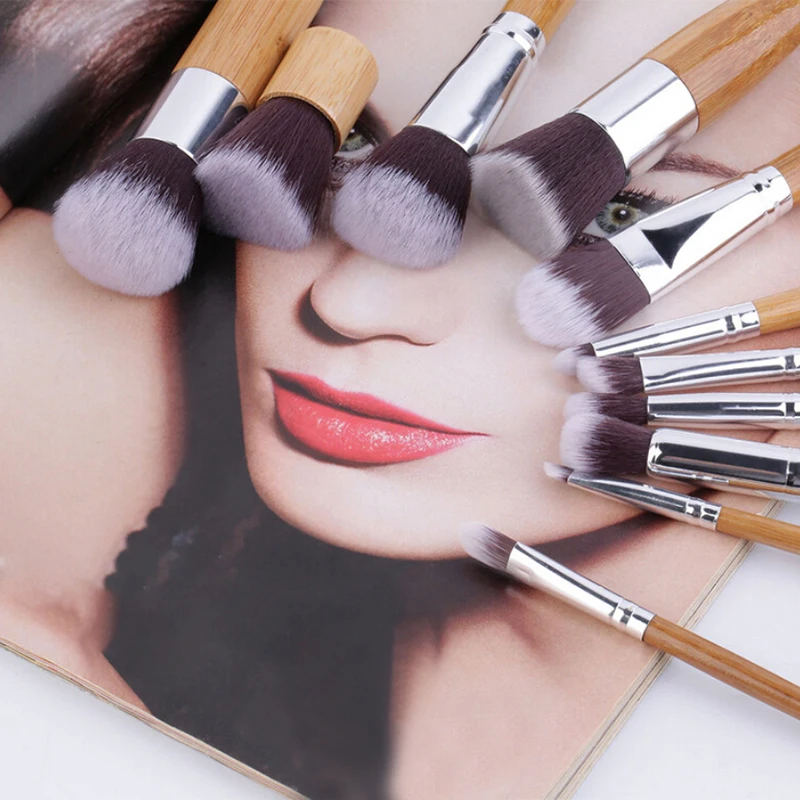 11 шт. Новые кисти для основы мягкие бамбуковые практичные Кабуки набор кистей