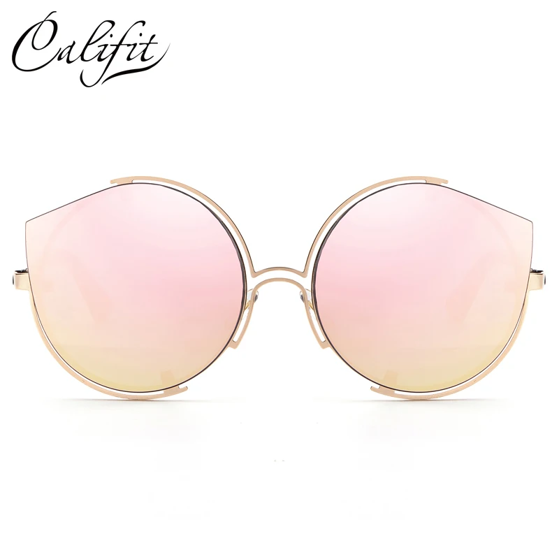 Califit розовый персик зеркальные Солнцезащитные очки для женщин Для розового