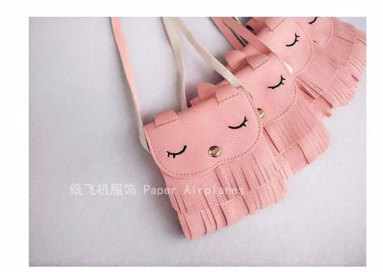 

Wholesale 50 pcs/lot Girls Small Kitten Tassel Coin Purse Baby Mini Cat Messager Bag Fashion Coin Purse