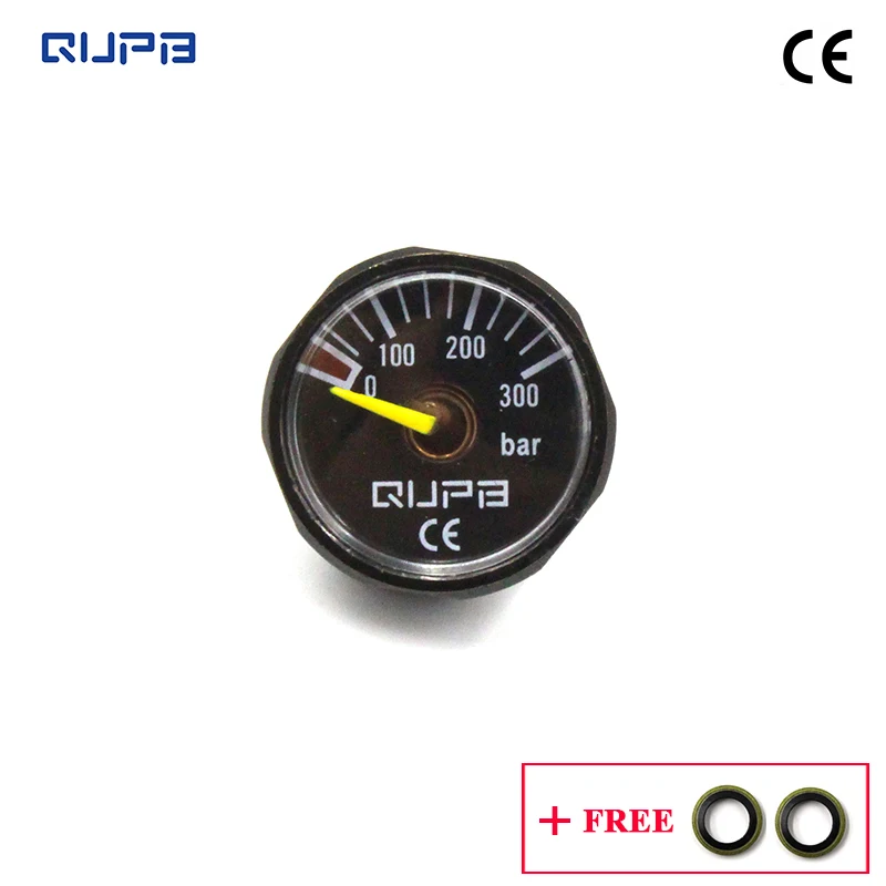Измеритель давления QUPB 1 дюйм 300 бар для пейнтбольного регулятора черный 1/8BSP M10