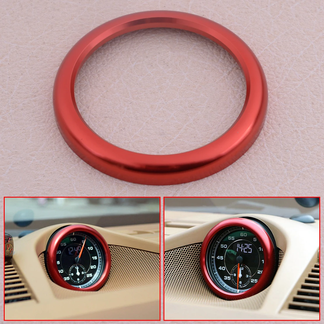 

DWCX Red Car Interior Dashboard Center Clock Compass Alloy Cover Trim Ring Fit For Porsche Cayenne 2019