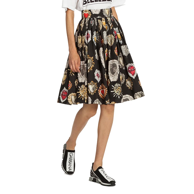 

Customize Made Women Casaul Retro Vintage Plus Size 3XS-10XL High Waist Printing Knee Length A Line Cotton Skirt
