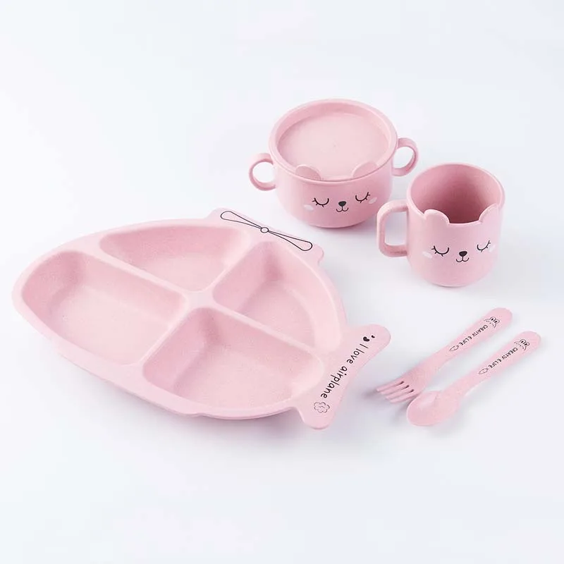 5 шт./компл. Детские пшеницы волокнистая плита детская посуда тарелка столовая