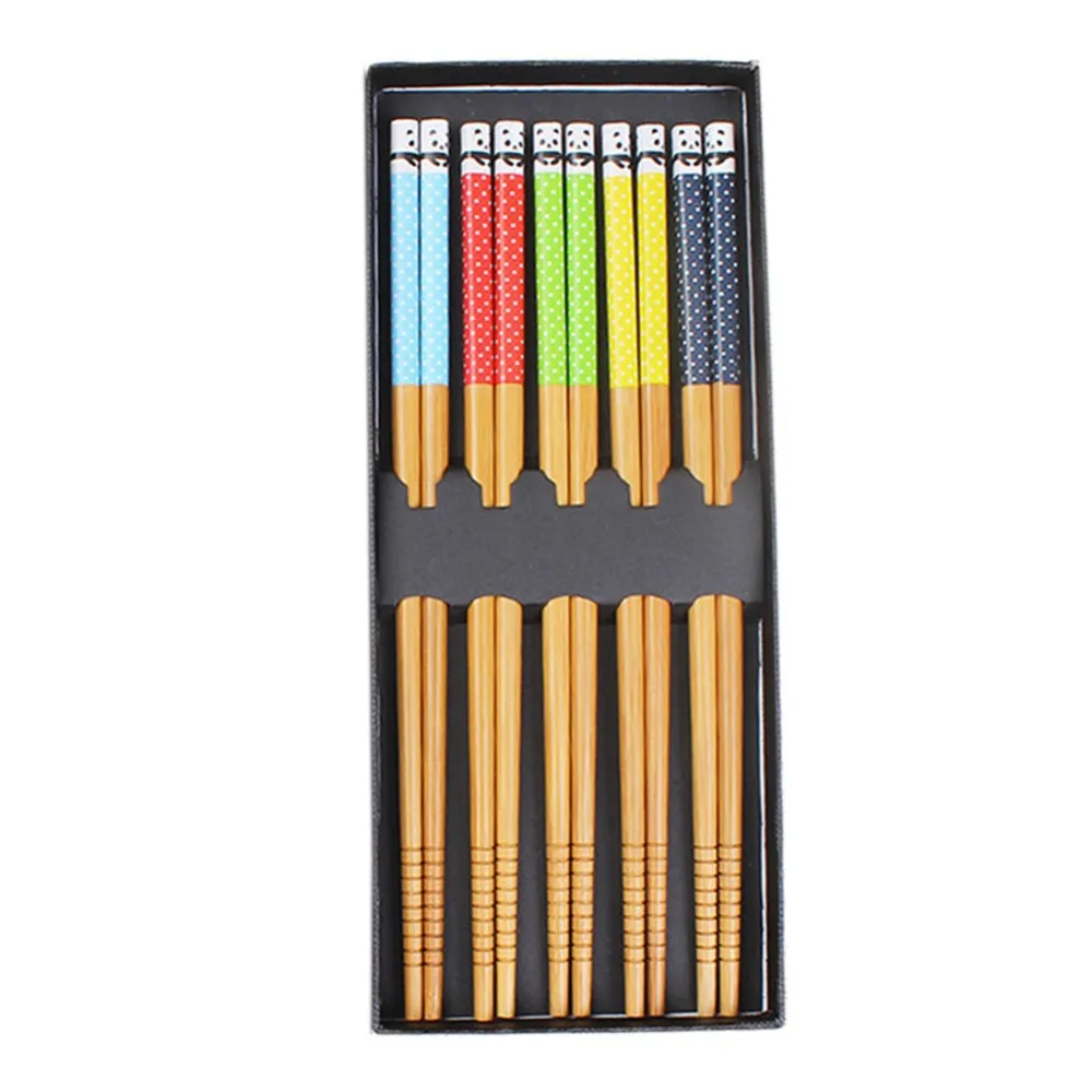 5 пар в японском стиле многоразовые деревянные палочки для еды классический