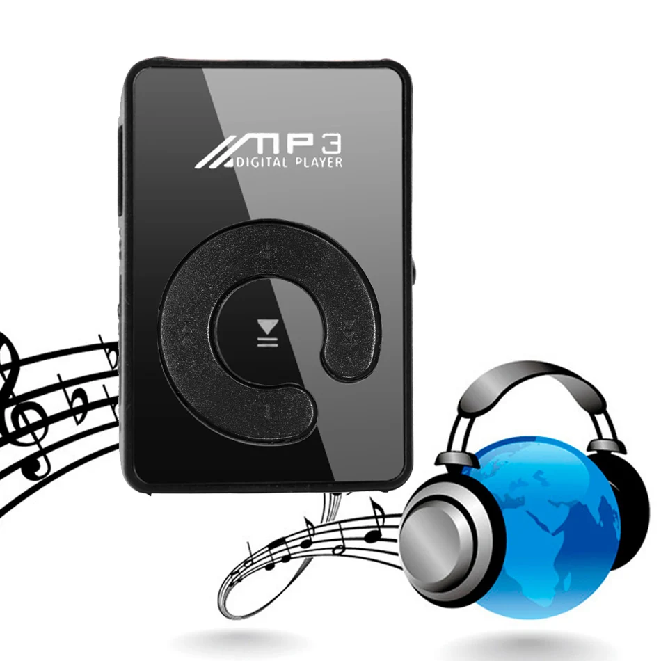 2018 Новый мини mp3 плеер Модный SD TF зеркало портативный клип медиа спортивный