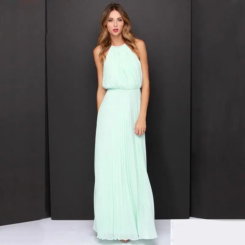 2016 Fashion Halter Chiffon Dress Color Sleeveless Vest Beach Maternity Gown Para Gravida In Pregnancy Clothes Ankle-dress | Мать и