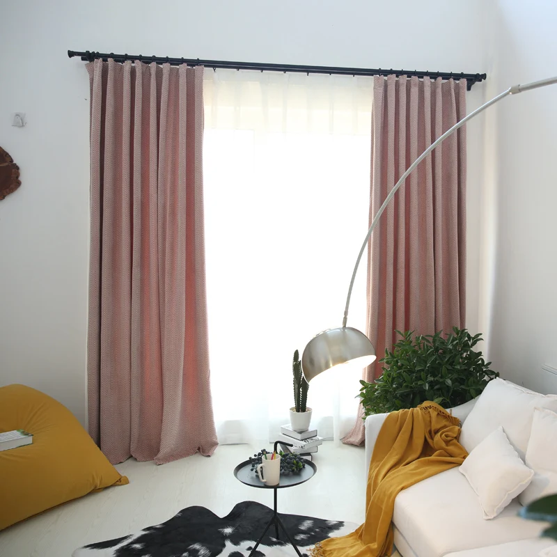 Шторы блэкаут в японском стиле из шенилла полоску для гостиной современные