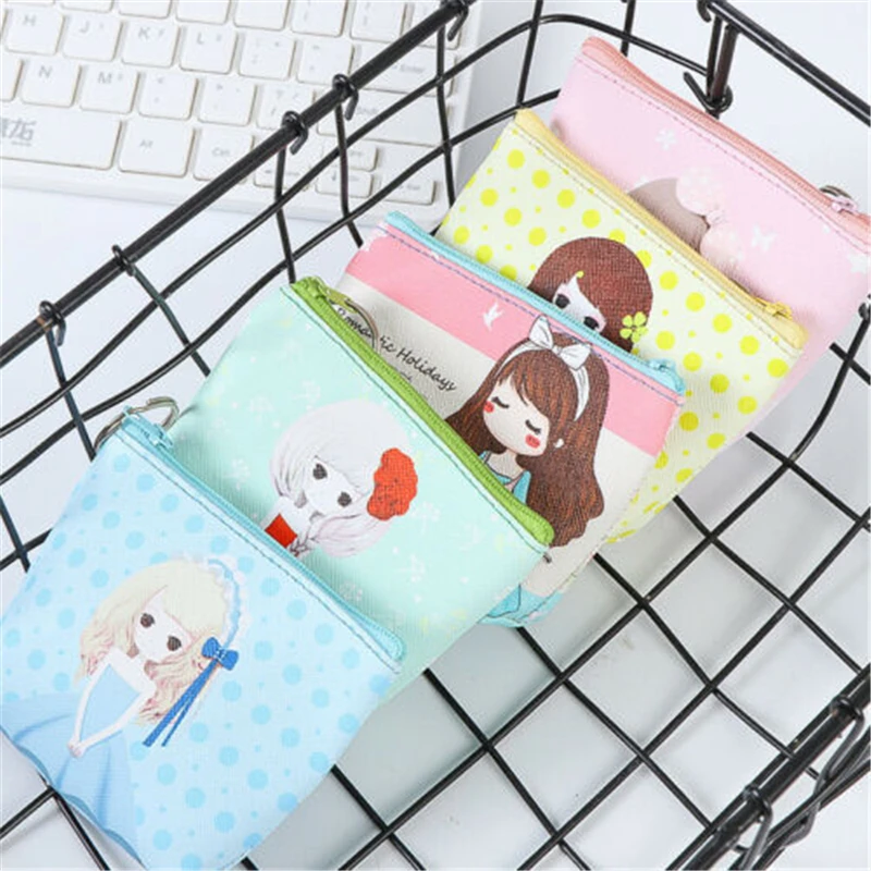 Однотонный милый кошелек женская сумка для монет кожаный Простой двойной