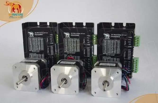 3 осевой фрезерный набор шаговый двигатель Nema 17 42BYGHW609 70oz in & Driver DQ420MA 1.7A36V 128Micro cutting