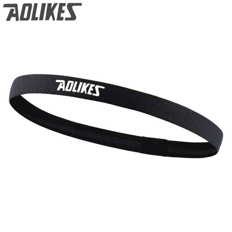 Pure black Aolikes одноцветная спортивная лента для волос силиконовый нескользящий Эластичный Напульсник для фитнеса, йоги, спортзала, бега, велоспорта - Цвет: Pure black
