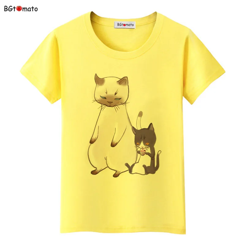 

2021 lovely cartoon cats printing t shirt women's new style cute summer tops tee Brand Good quality breathable casual shirts