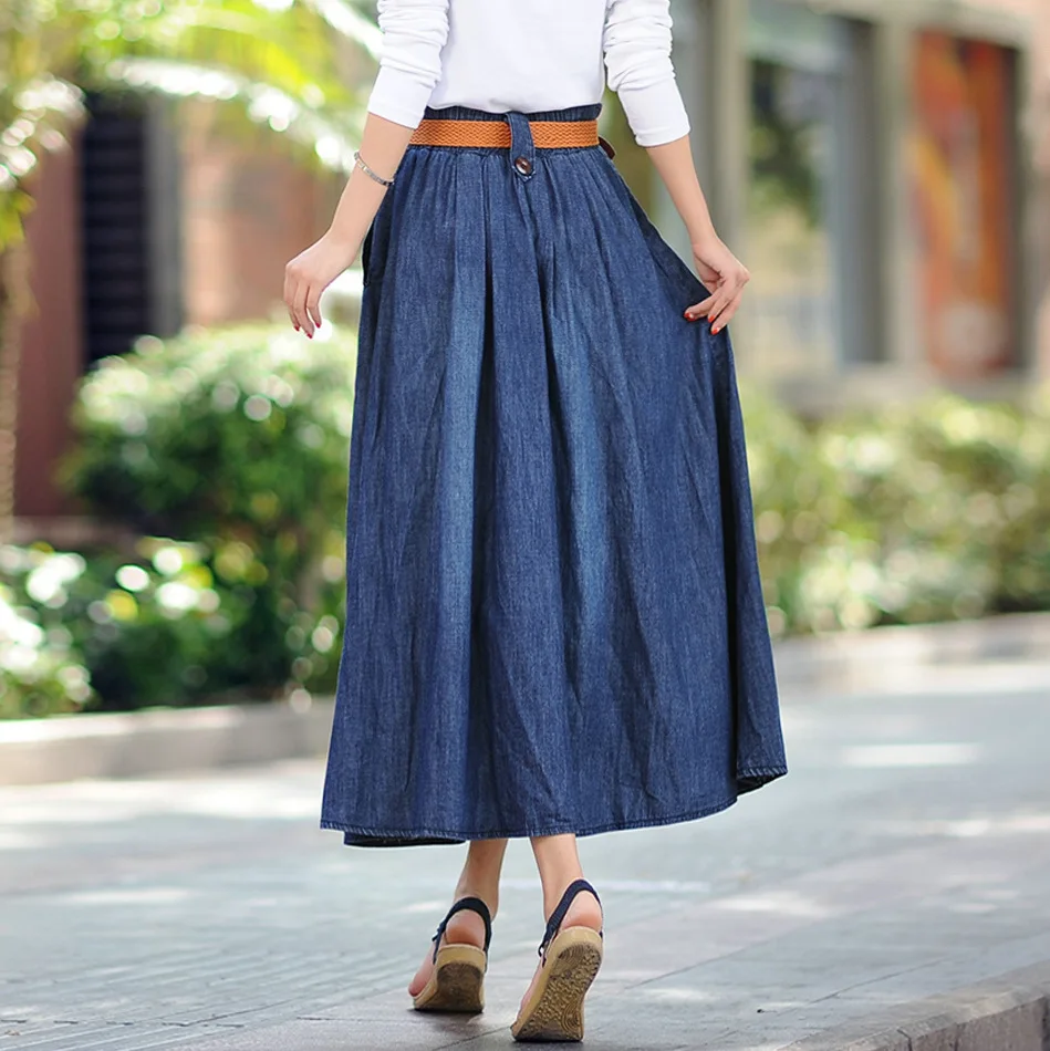2018 Весна и Осень Европейский Стиль Большие размеры джинсовые юбки Longuette летние