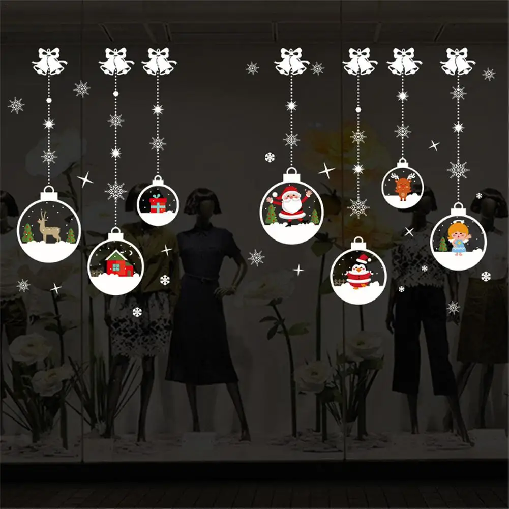 Рождественский хрустальный шар с цепочкой самоклеящаяся Настенная Наклейка для