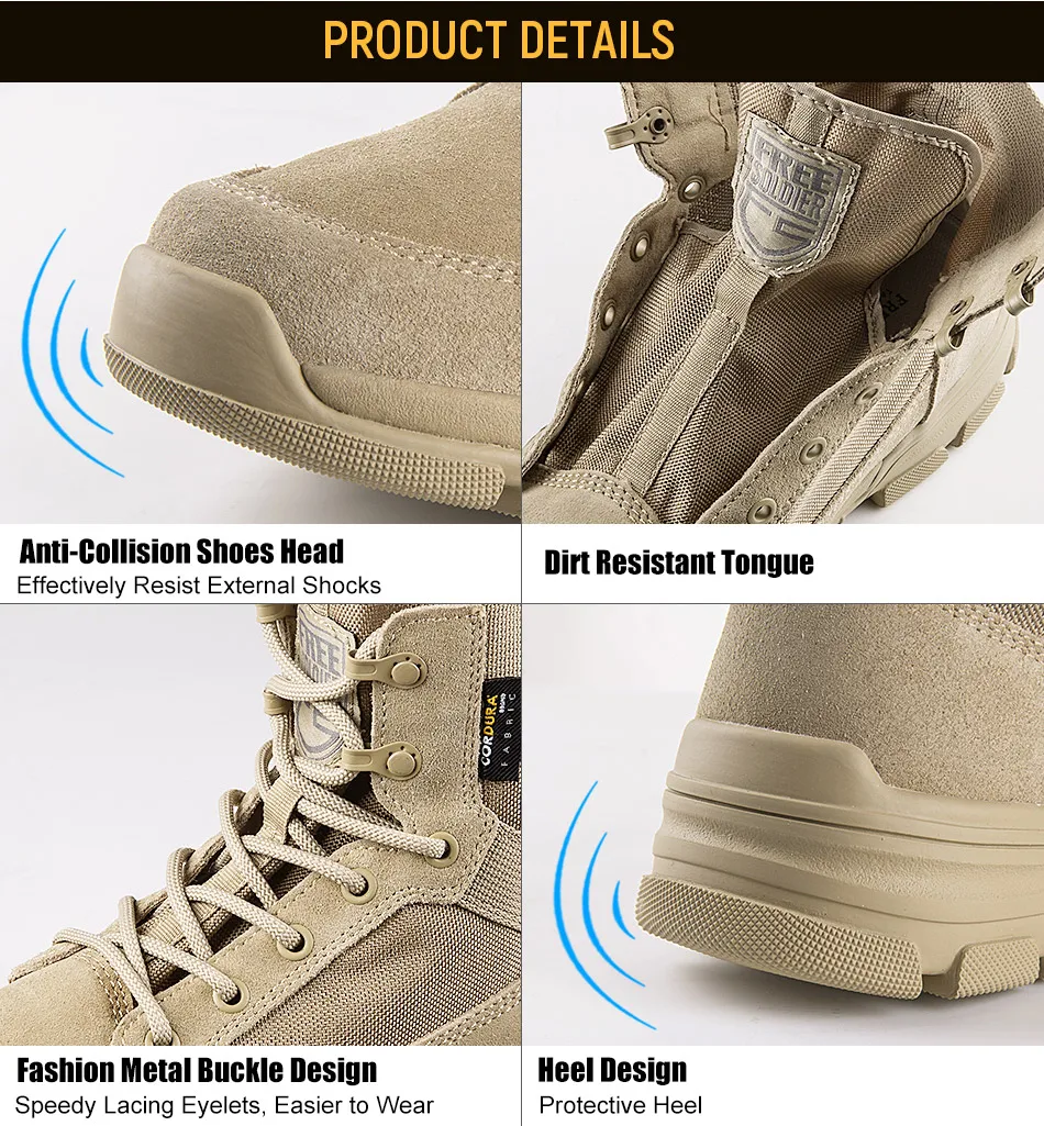FREE SOLDIER men's tactical wear-resistant boot super lightweight breathable hiking boot