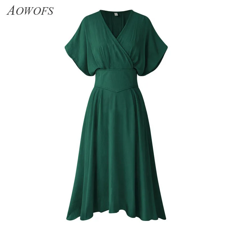 Хлопковое платье для женщин 2018 Лето v образным вырезом плиссированная Элегантная