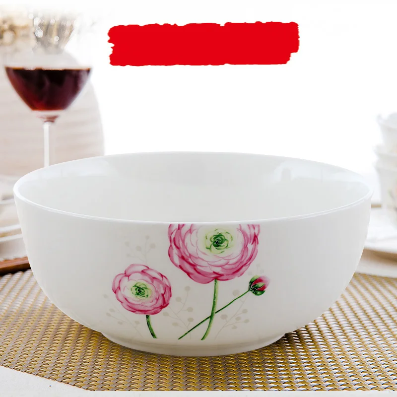 7-дюймовая японская миска из тонкого костяного фарфора Цветочная краска
