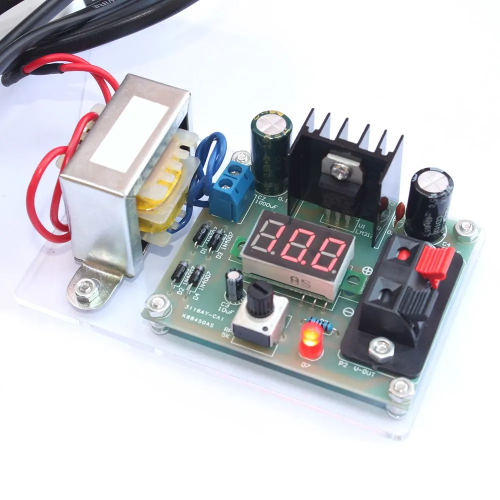 LM317 1 25 В 12 в непрерывно регулируемый источник питания напряжения DIY комплект с