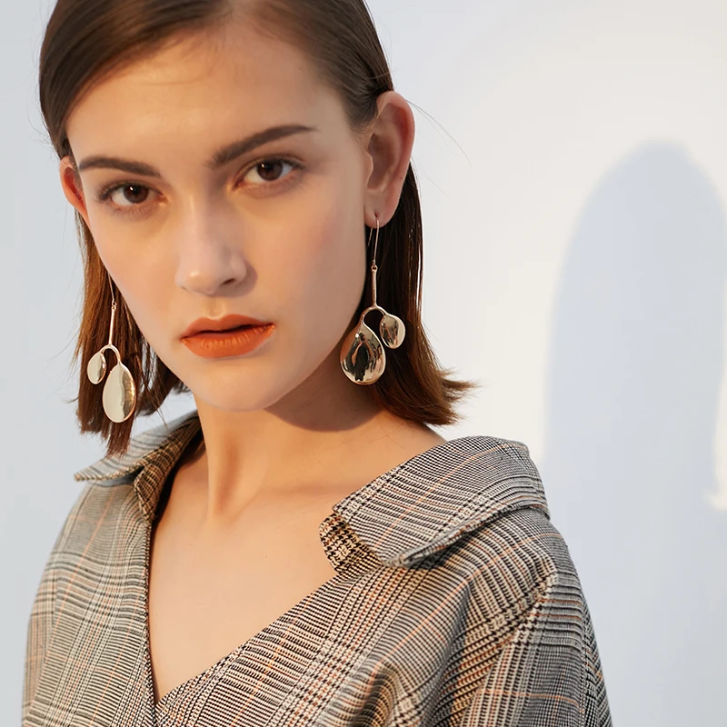 Лицевые тонкие круглые Висячие индивидуальные дикие серьги длинные женские |