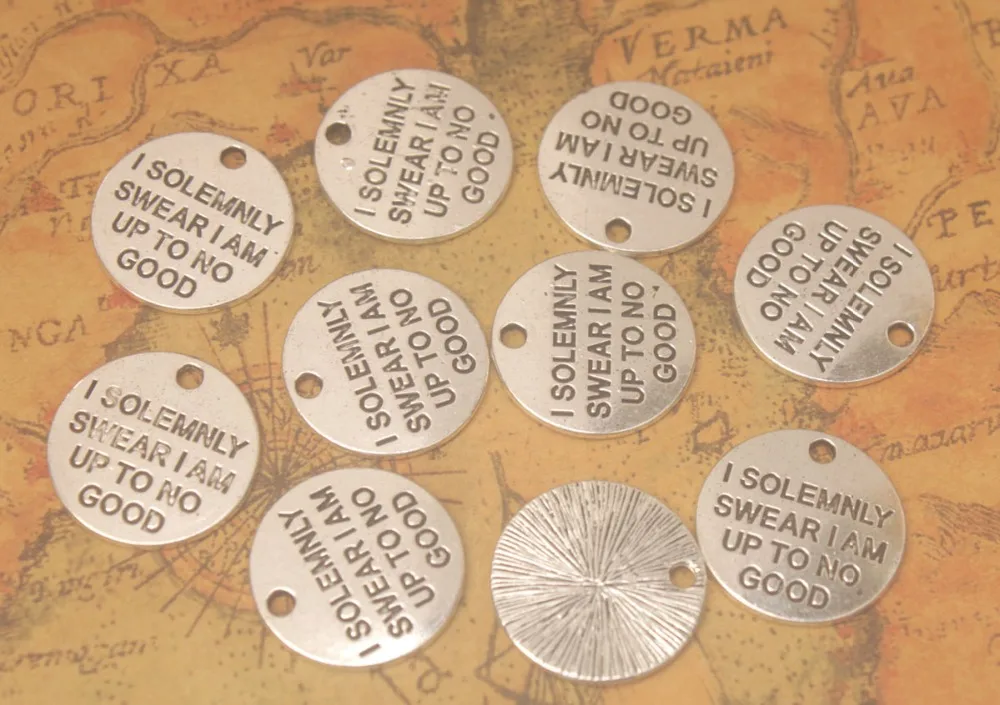 30 шт. ювелирные изделия серебряный Металл круглые слова бирки подвески Подвески