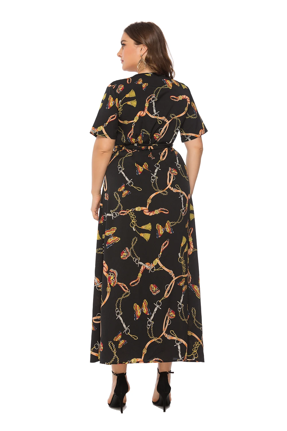 Women Plus Size Leopard Print Dress Sexy Deep V-Neck Short Sleeve 2019 Summer Casual Sheath Loose Ladies Dresses 6XL Vestido | Женская