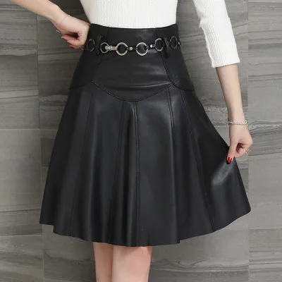 

2021 Women New Fashion Genuine Real Sheep Leather Skirt H4