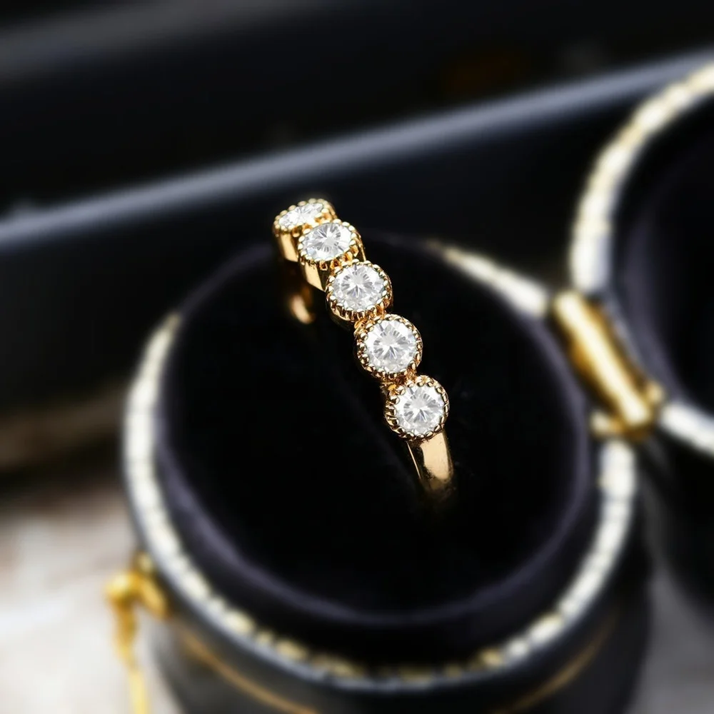 Новое простое 14K Золотое кольцо с бриллиантом однорядное ювелирные изделия
