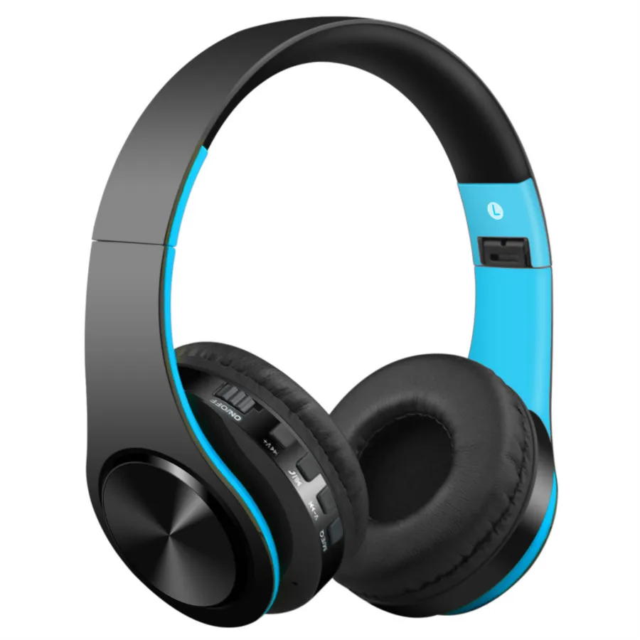 Black blue Bluetooth гарнитура беспроводная гарнитура поддерживает TF карту мобильный компьютер планшет тяжелый бас складной портативный регулируемый - Цвет: Black blue