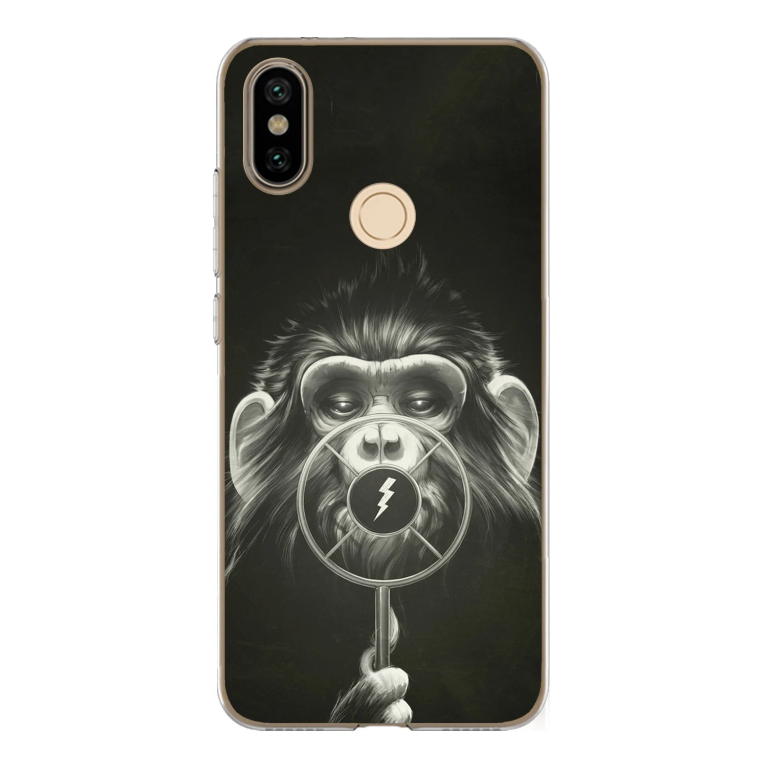 For Xiaomi Mi A2 6X Case Cover 5.99&quot Soft TPU Silicone Cool Mask Smoking Glasses Monkey Orangutan Gorilla Painted Phone |