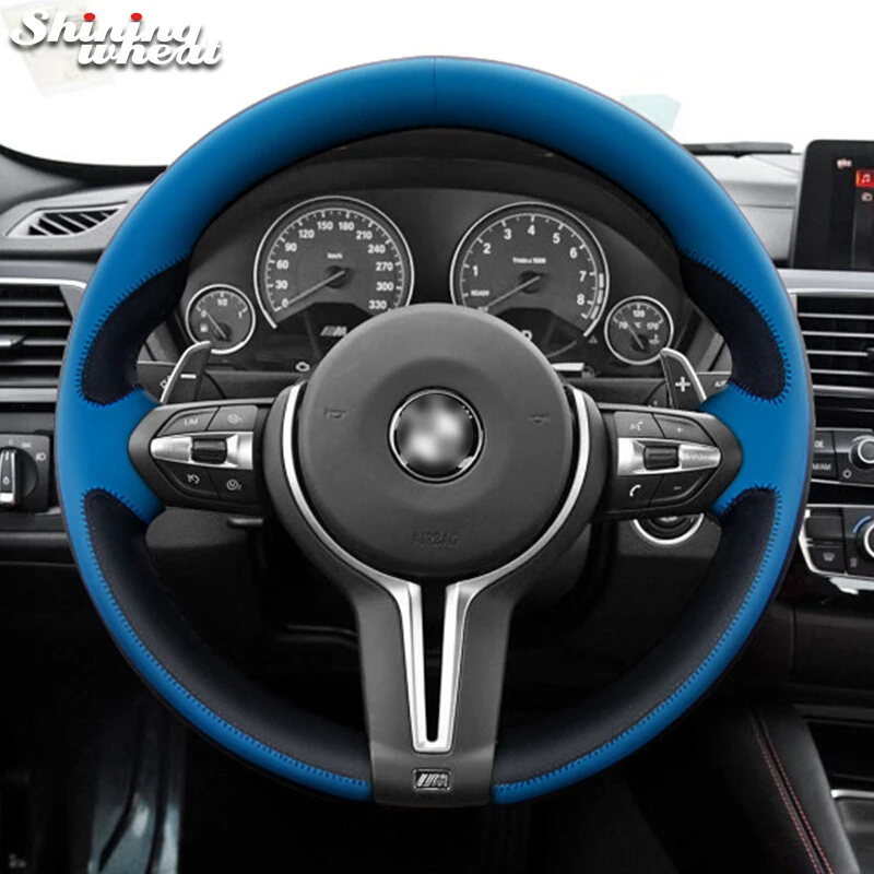 

Shining wheat Leather Car Steering Wheel Cover for BMW F87 M2 F80 M3 F82 M4 M5 F12 F13 M6 F85 X5 M F86 X6 M F33 F30