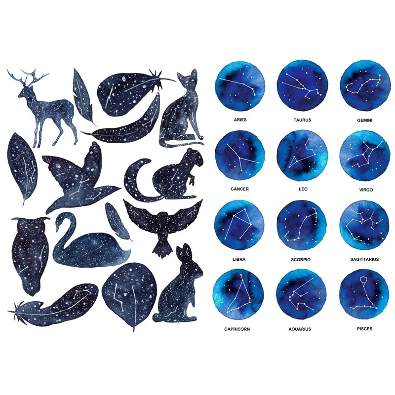 1 шт. акварель Небо Космос планеты декор с изображением природы эстетические