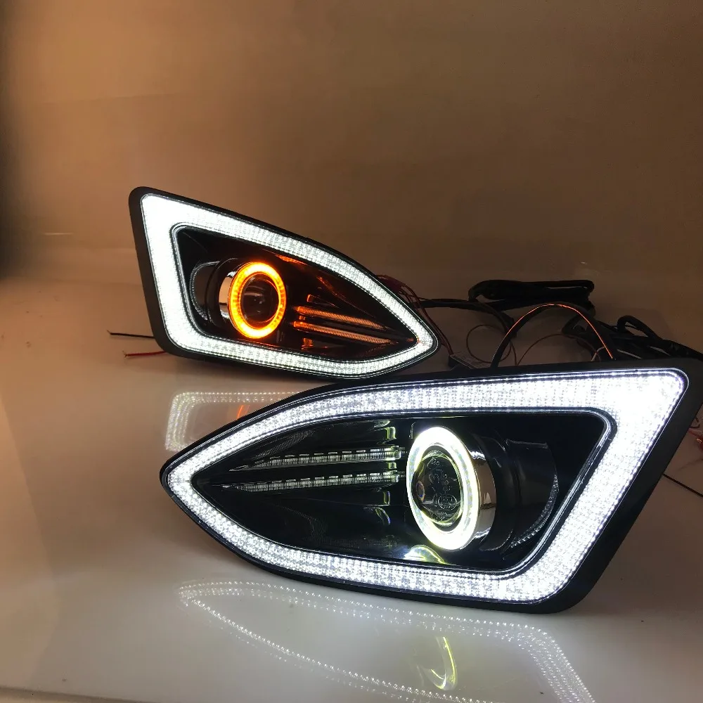 Светодиодный дневной ходовой светильник DRL+ COB angel eye(6 цветов)+ объектив проектора+ галогенная противотуманная фара+ сигнал поворота для ford edge