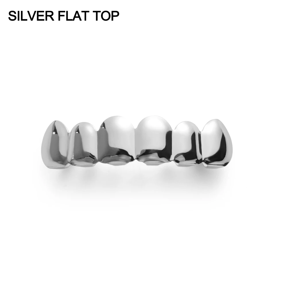 Silver Flat Top 1 шт., Новое поступление, Топ или низ, набор форм, хип-хоп, зубная крышка, верхняя и нижняя решетка для гриля, гриля для рта, украшения для тела - Окраска металла: Silver Flat Top