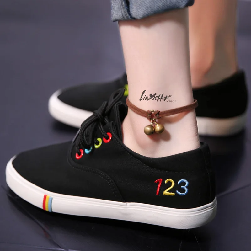 

Women's Cute Casual Shoes 2018 Spring White Canvas Shoes Women's Flat Shoes 123 Ladies Flats