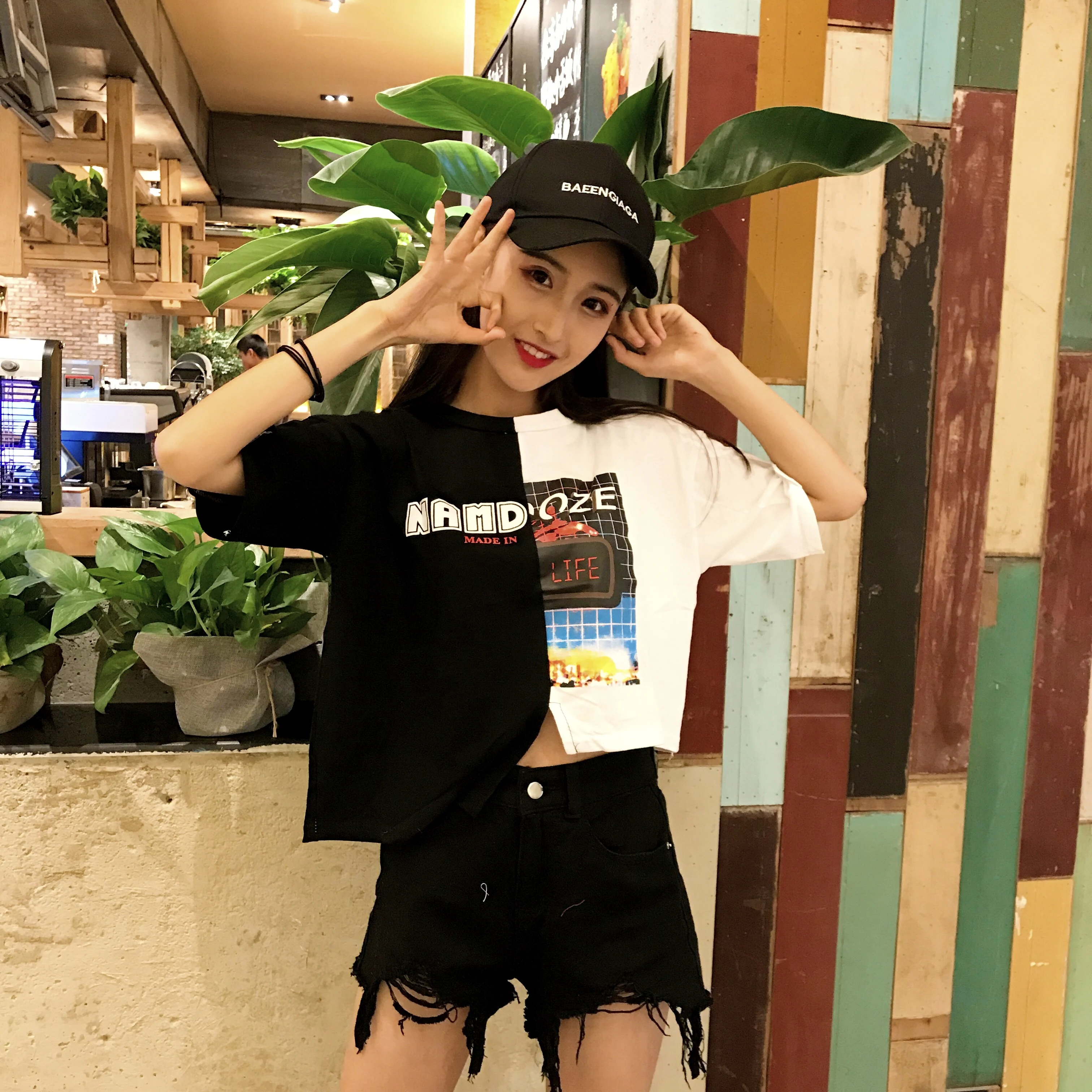 Новая модная брендовая летняя стильная женская одежда Ulzzang женские короткие