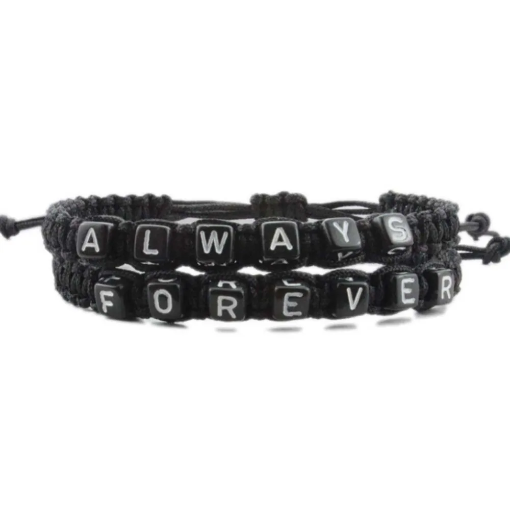 2 шт./компл. браслет с надписью Forever плетеный ключом браслеты замком Love для