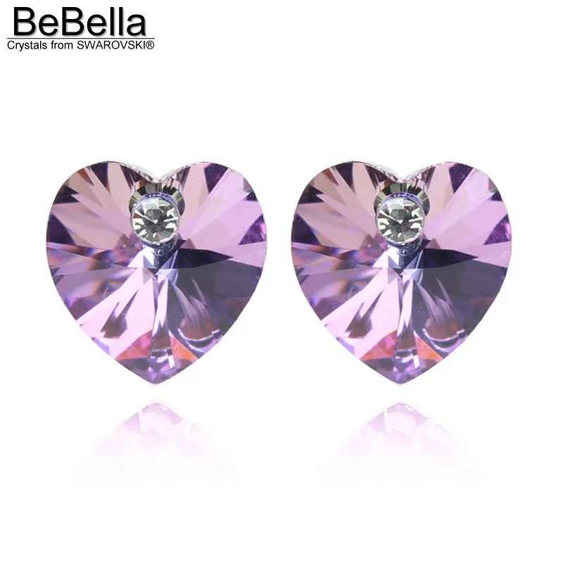 Crystal VL BeBella, 15 цветов, серьги-гвоздики с кристаллами в форме сердца, с элементами Swarovski для женщин, модные ювелирные изделия для девочек, подарок - Окраска металла: Crystal VL